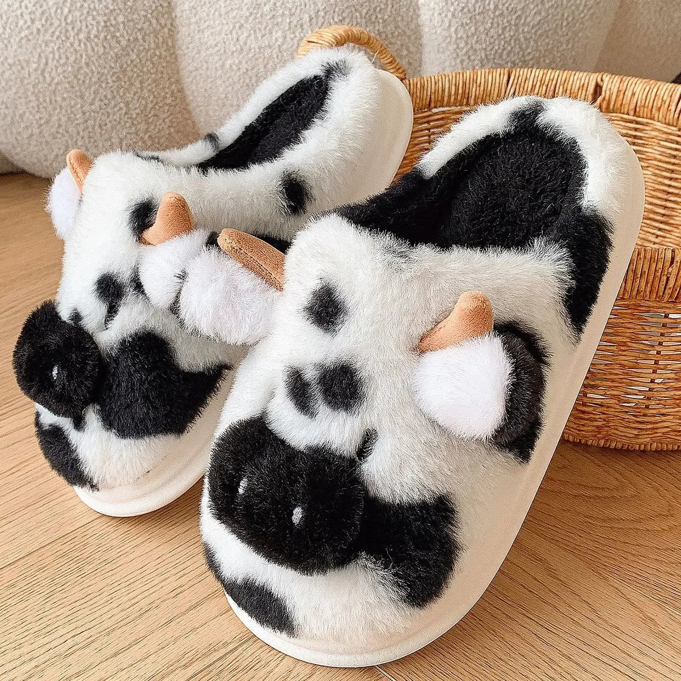 Cow Fluffy Slippers