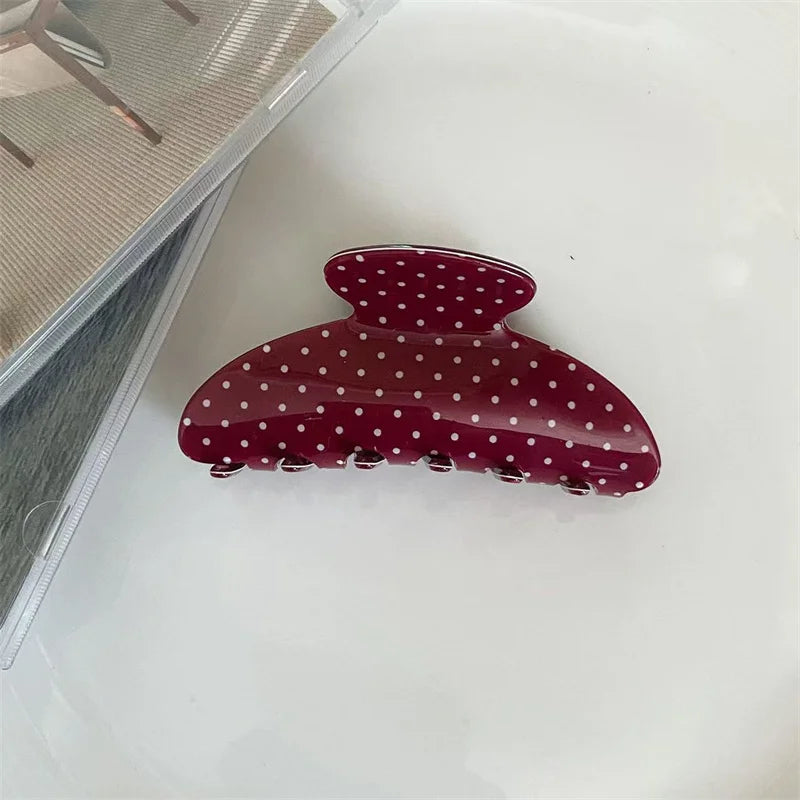 Vintage Hair Claw Clip Polka Dots Print