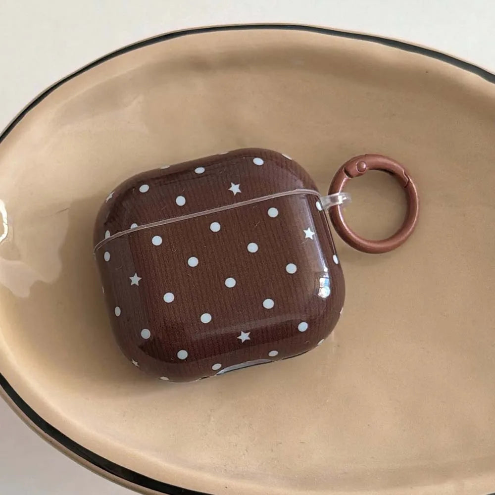 Brown Blue Polka Dot Airpod Case