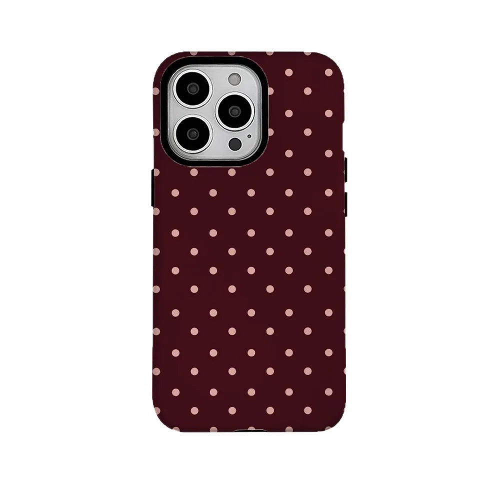 Ins Brown Red Polka Dots Phone Case