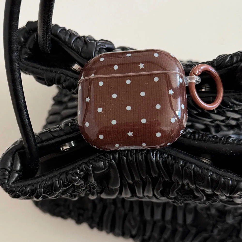 Brown Blue Polka Dot Airpod Case