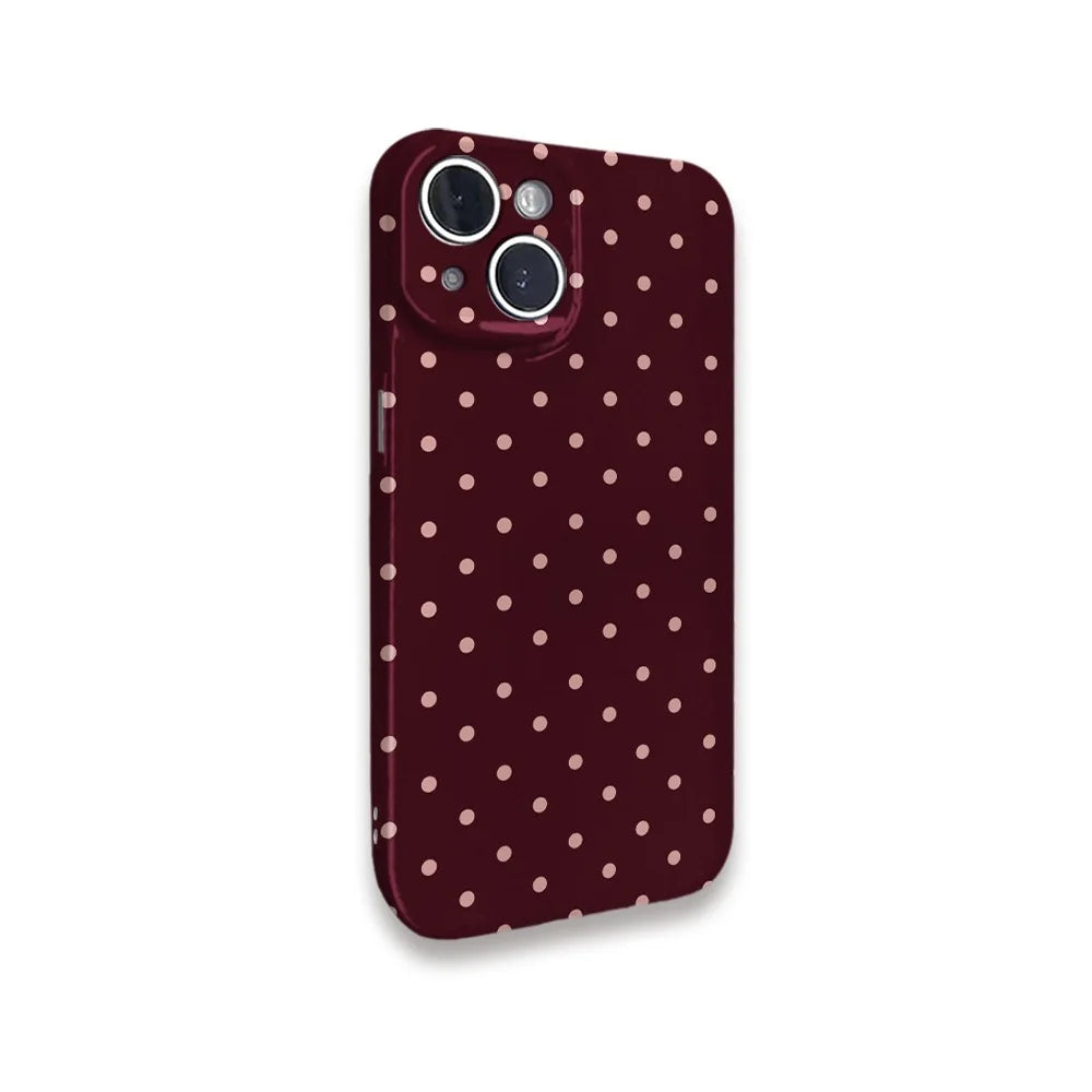 Ins Brown Red Polka Dots Phone Case