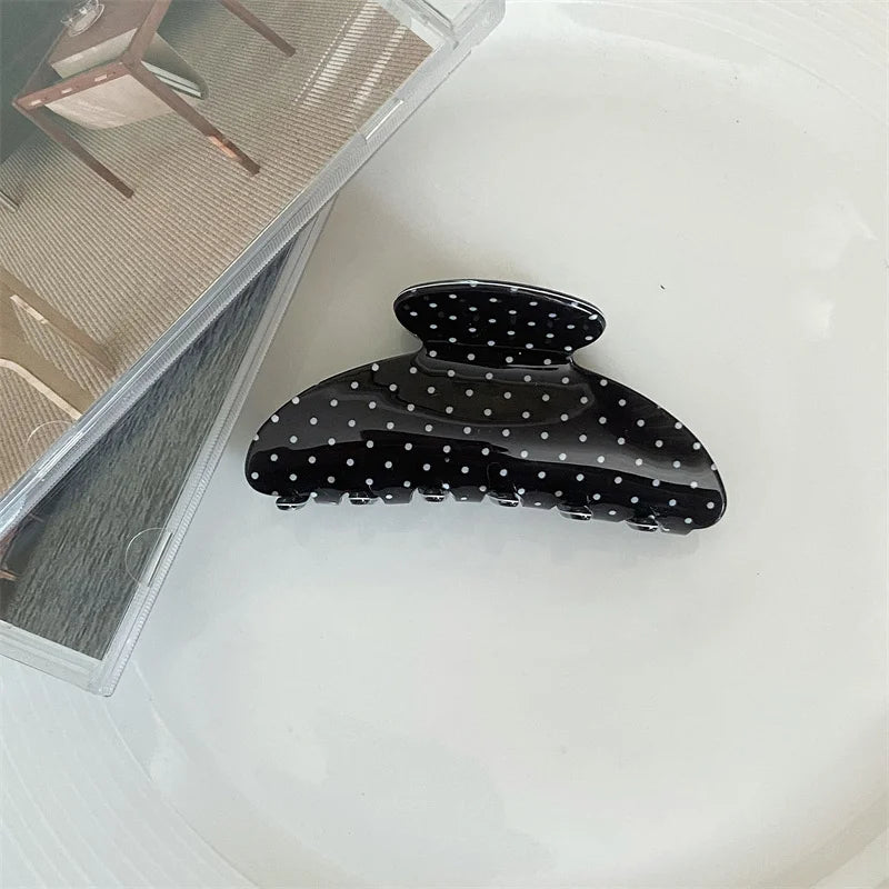 Vintage Hair Claw Clip Polka Dots Print