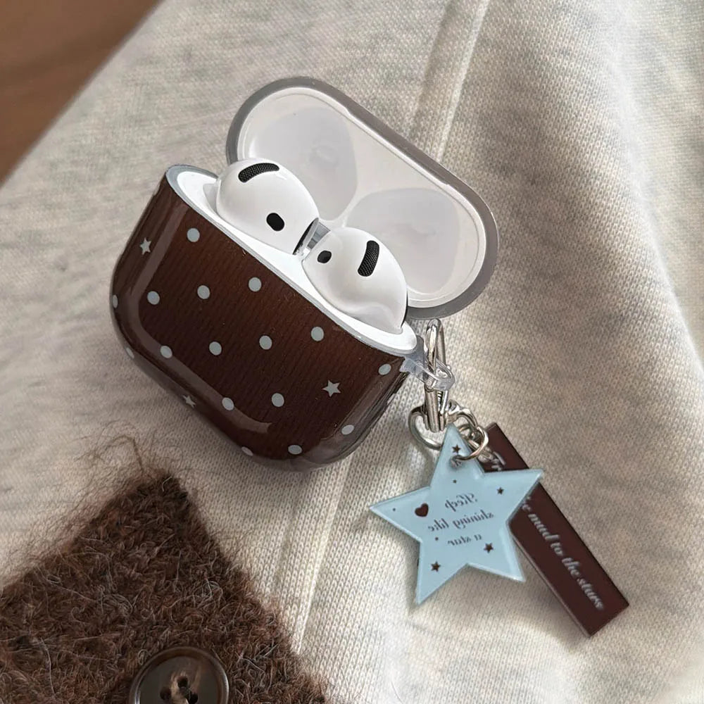 Brown Blue Polka Dot Airpod Case